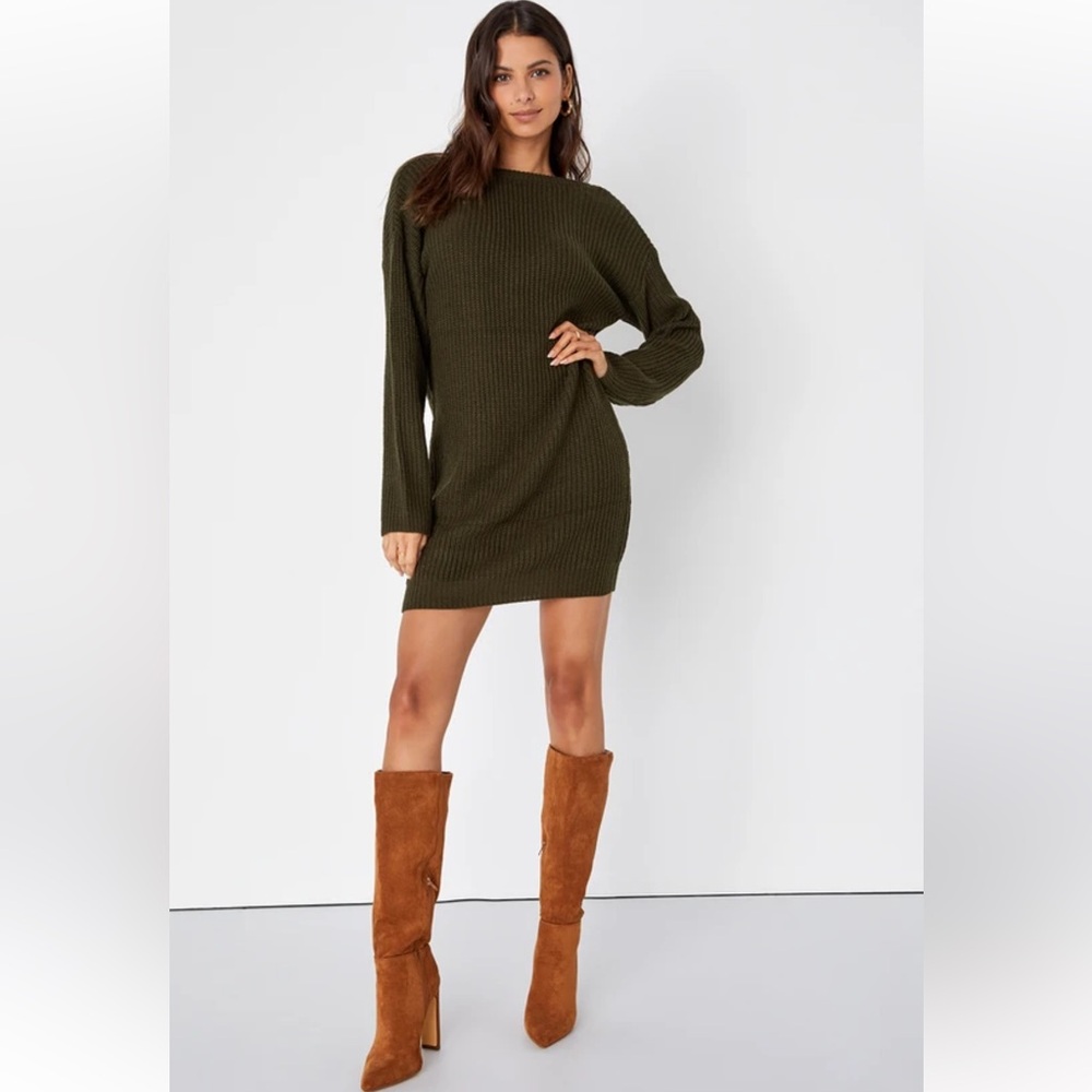 Lulus Green Sweater Dress NWOT